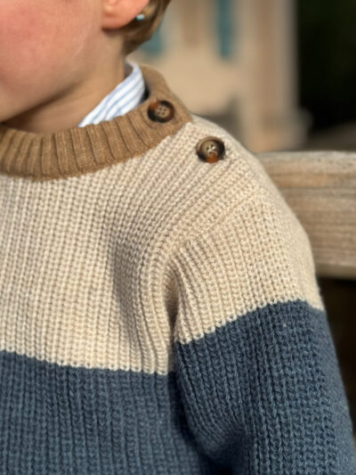 Pull enfant garçon – Bleu/beige