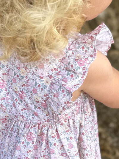 Conjunto de vestido de flores y braga a juego – Rosa