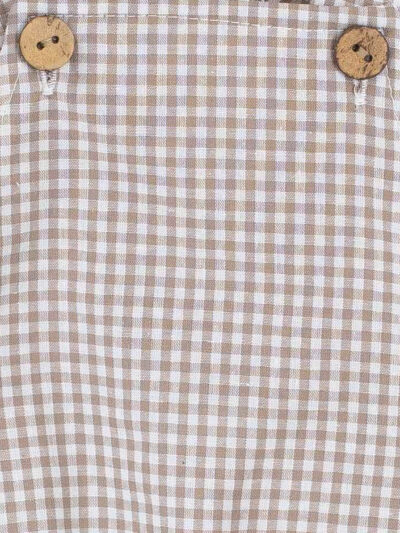 Barboteuse bébé à bretelles croisées vichy – Beige