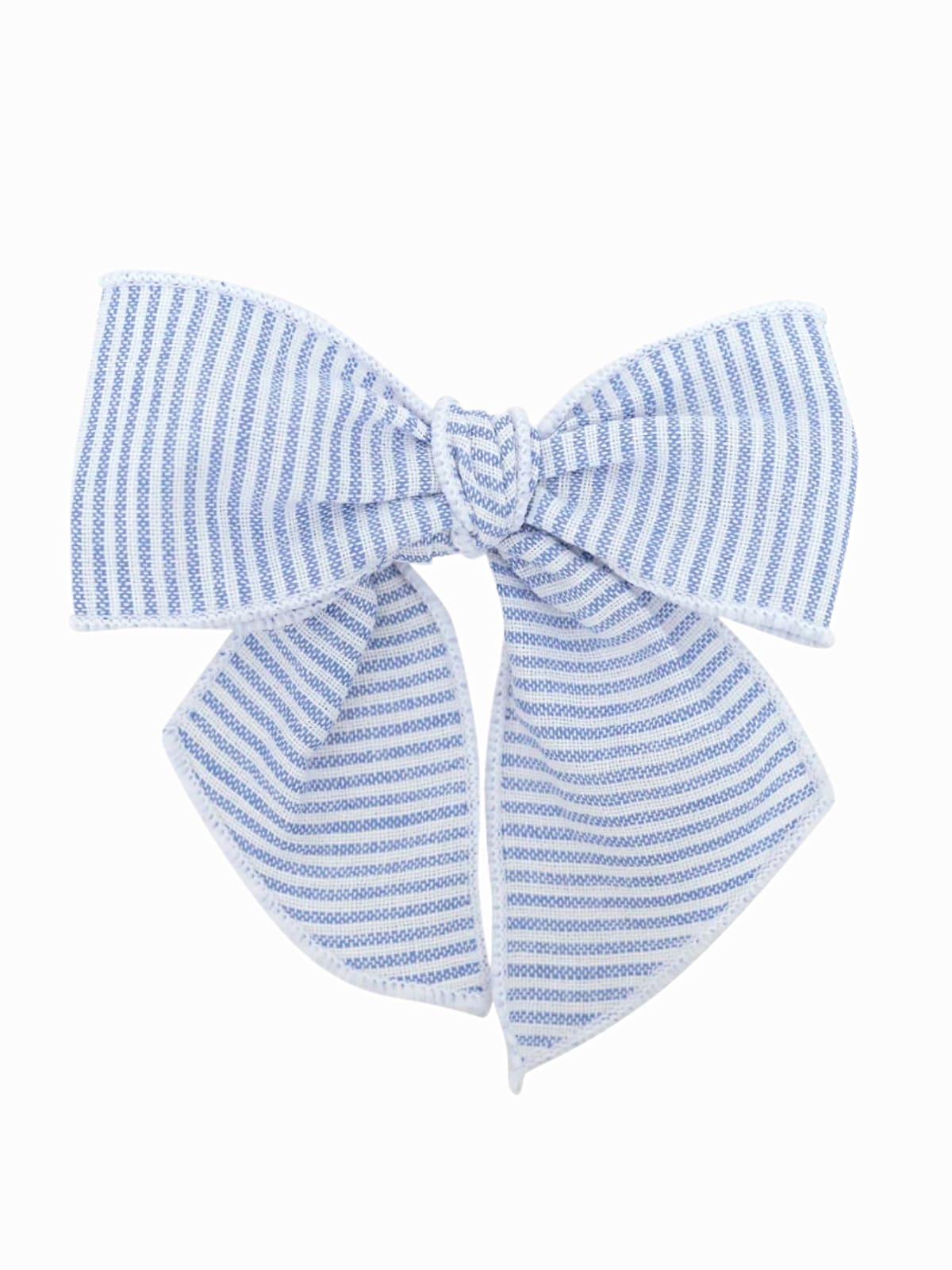 Blue/White Striped Cotton Bow Barrette