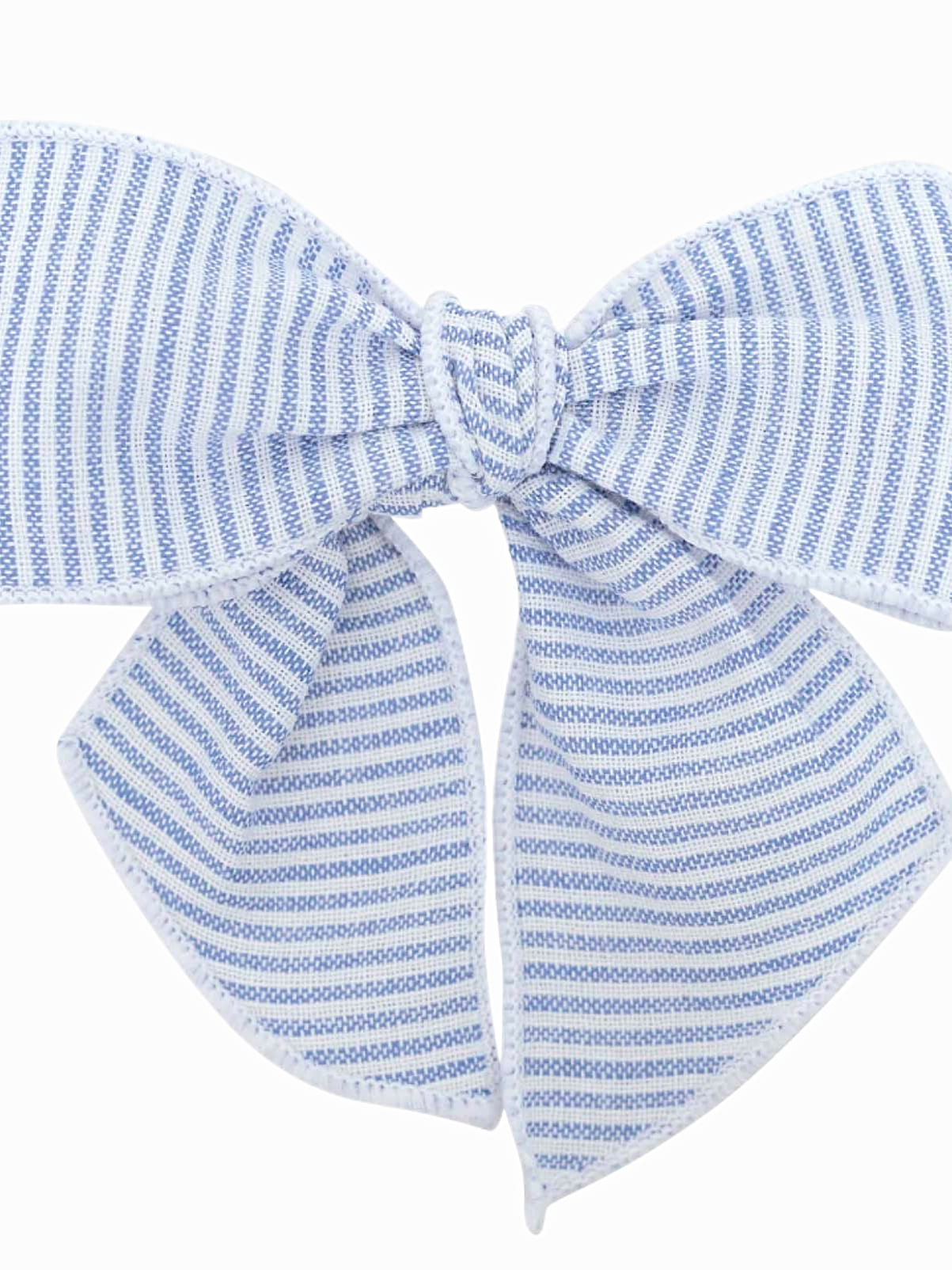 Blue/White Striped Cotton Bow Barrette - Image 2