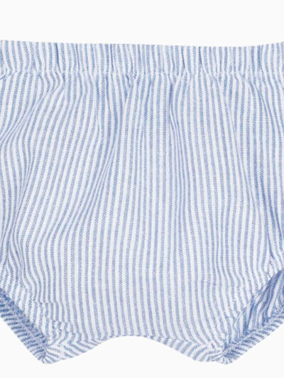 Bloomer bébé à fines rayures – Bleu/Blanc
