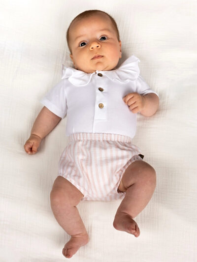 Bloomer bébé texturé rayé – Rose
