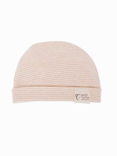 Striped Sand Organic Cotton Beanie and Mittens Set