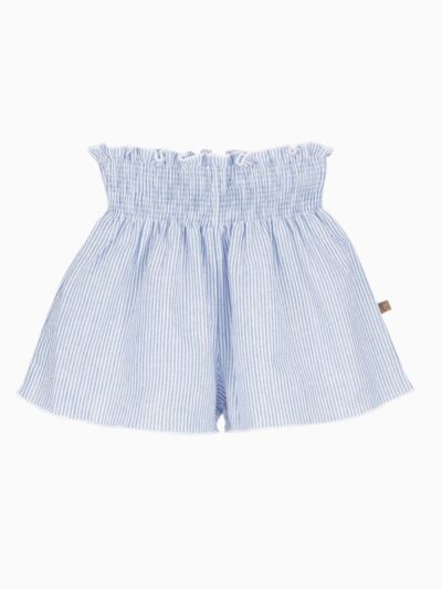 Ensemble fille short rayé et blouse volantée – Bleu/blanc
