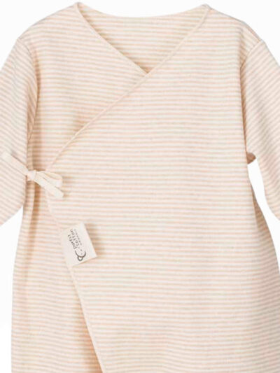 Newborn Wrap Sleepsuit in Organic Cotton – Sand Striped
