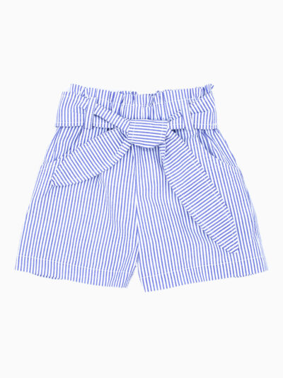 Short seersucker rayé fille – Bleu/blanc