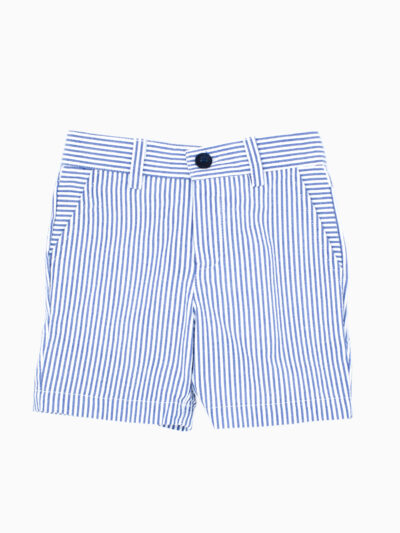 Short seersucker rayé garçon – Bleu/blanc