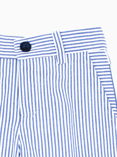 Short seersucker rayé garçon – Bleu/blanc
