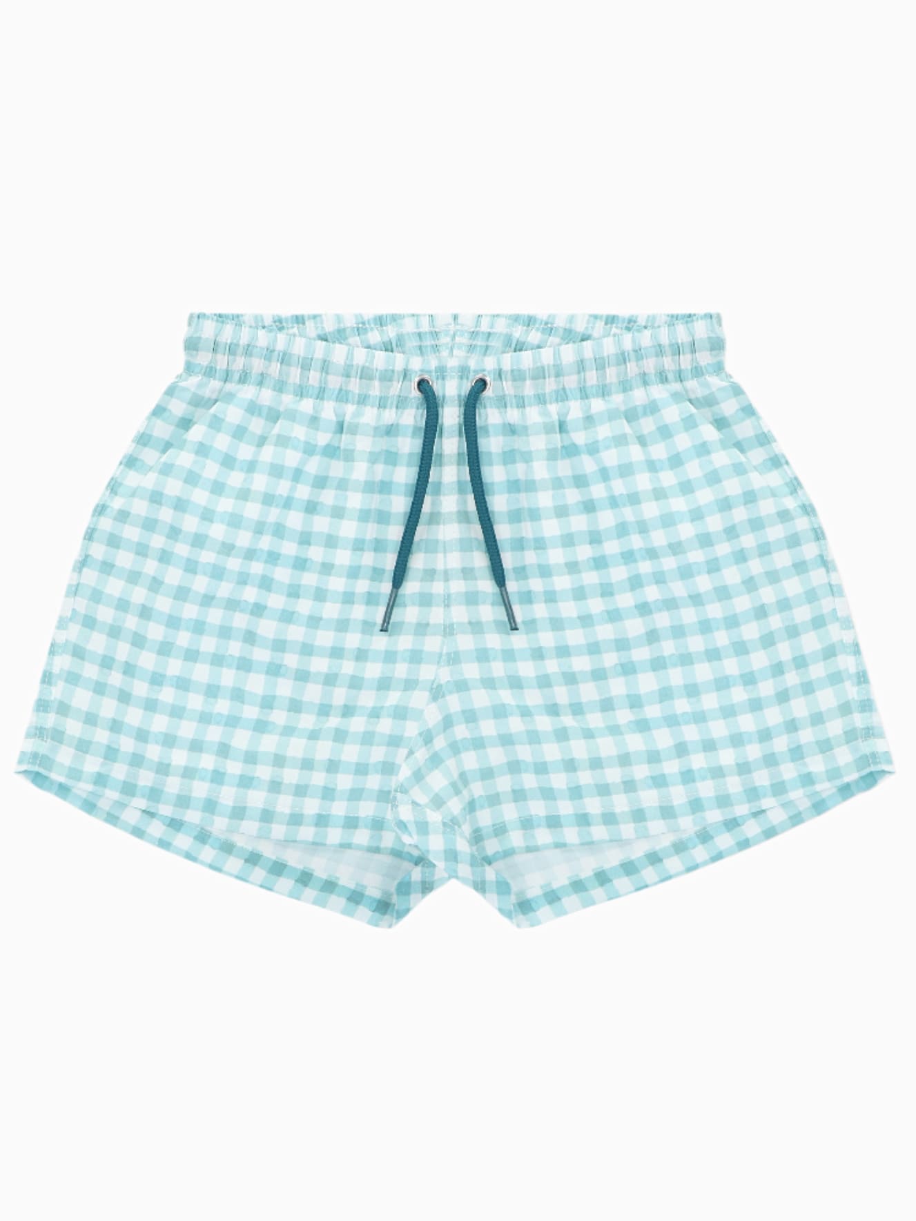Short de bain garçon vichy turquoise et blanc