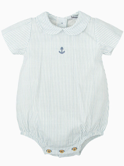 Barboteuse bébé motif ancre marine – Bleu/blanc