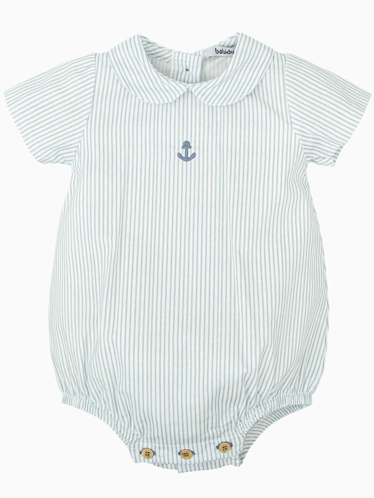Striped Anchor Motif Baby Romper