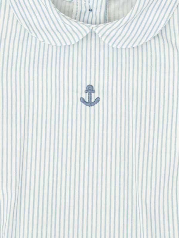Barboteuse bébé motif ancre marine – Bleu/blanc