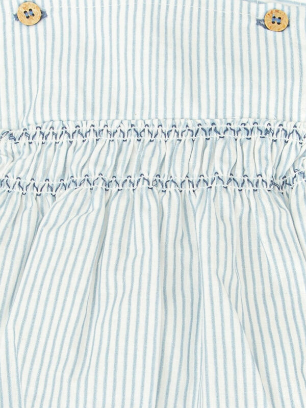 Barboteuse à rayures et détails froncés – Bleu/blanc