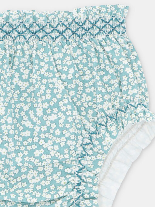Bloomer de bain bébé fille motif fleuri – Vert