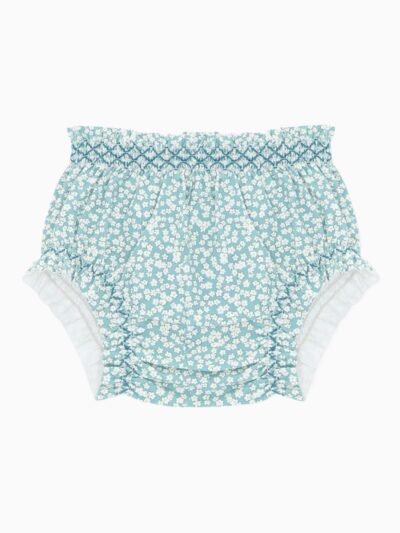 Bloomer de bain bébé fille motif fleuri – Vert