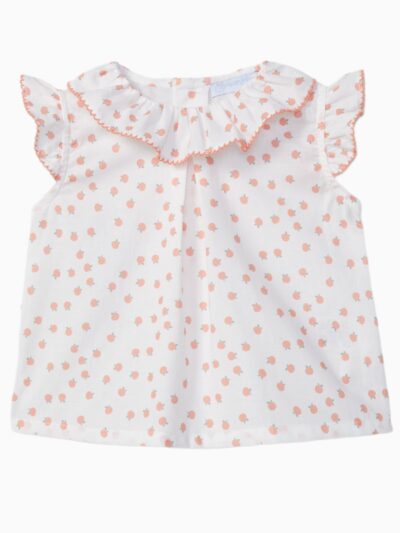 Blouse bébé fille motif abricots – Blanc