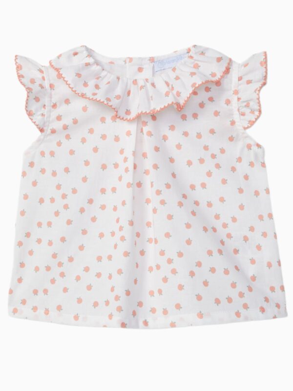 Blouse bébé fille motif abricots – Blanc