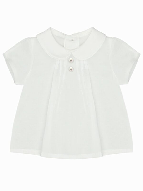 Blouse manches courtes à col rond – Blanc