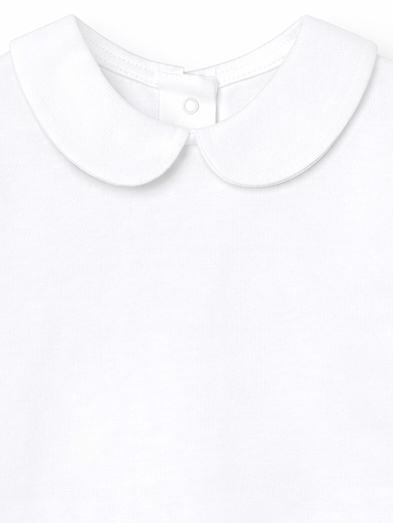 Blouse fille manches longues à col rond – Blanc