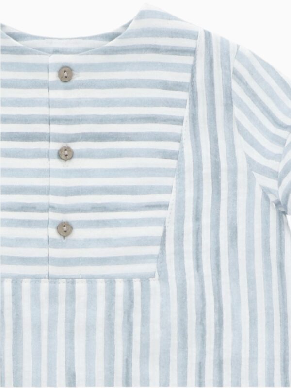 Ensemble bébé garçon blouse rayures poésie et bloomer – Bleu
