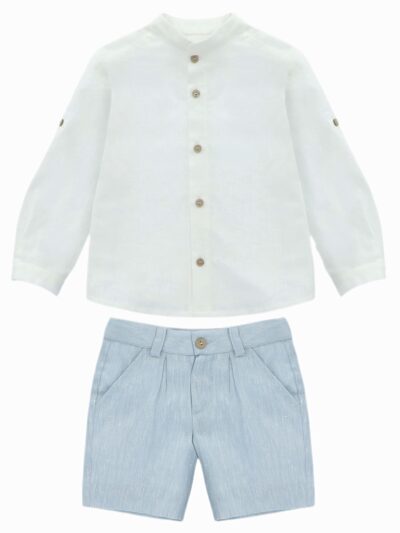 Conjunto niño elegante camisa y short – Azul
