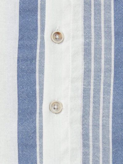 Chemise garçon à rayures texturées – Blanc/bleu