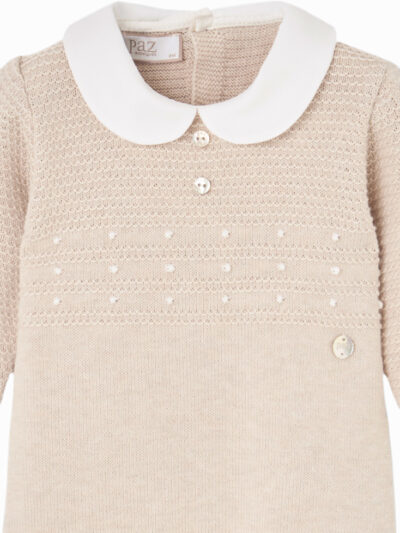 Pelele de bebé con pies de algodón – Beige