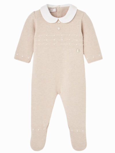 Pelele de bebé con pies de algodón – Beige