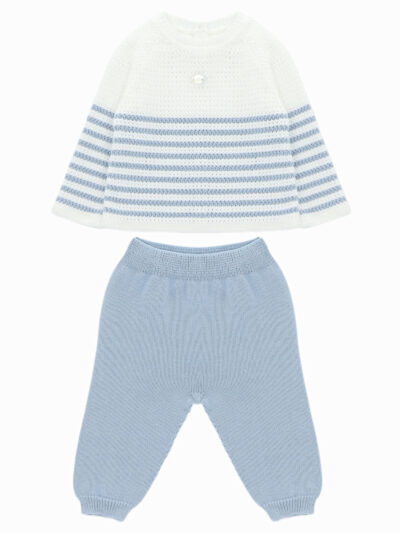 Conjunto de bebé marinero – Blanco/azul