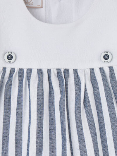 Conjunto de niña vestido corto de rayas y braga – Azul/blanco