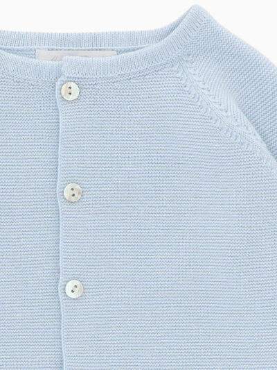 Conjunto de nacimiento para bebé: cárdigan y patucos de algodón – Azul cielo
