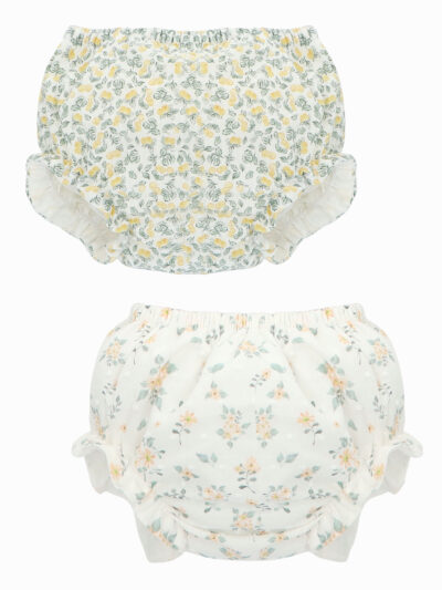 Lot de 2 bloomers bébé fille fleuris – Blanc | Mimosa & petites fleurs