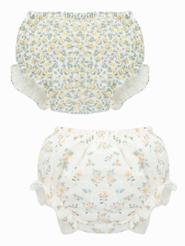 Lot de 2 bloomers bébé fille fleuris – Blanc | Mimosa & petites fleurs