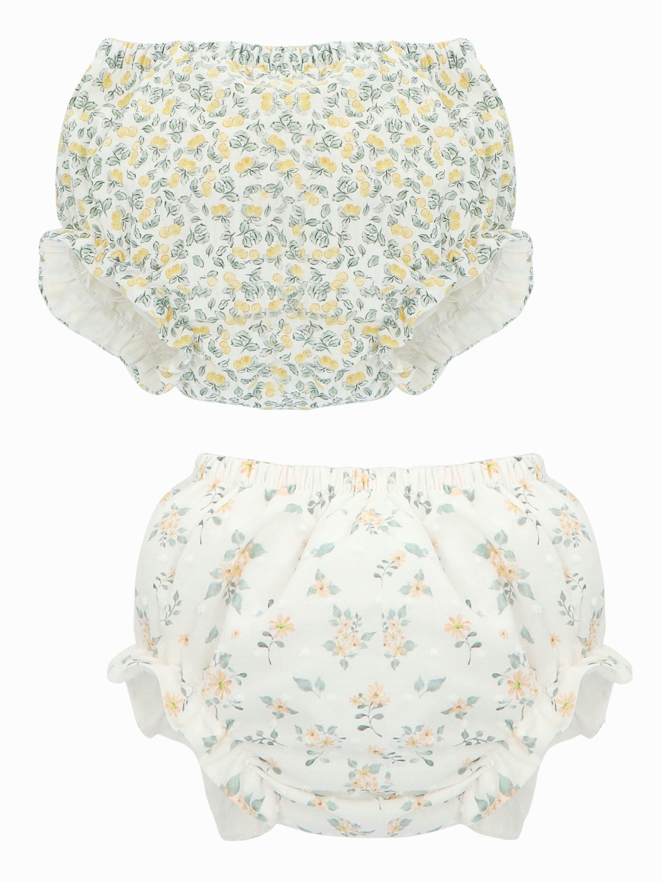 lot de 2 bloomers bébé fille motif fleurs en coton