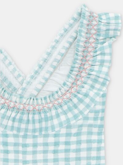 Maillot de bain fille vichy – Turquoise
