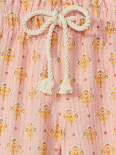 Pantalon fille à imprimé floral – Rose
