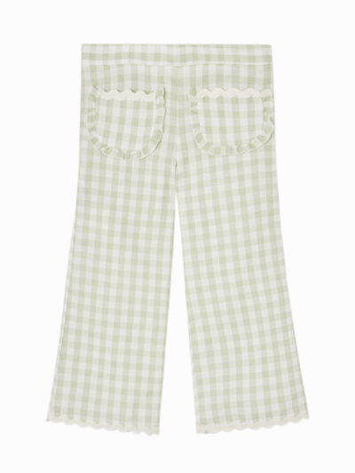 Pantalon fille vichy à liseré fantaisie – Vert