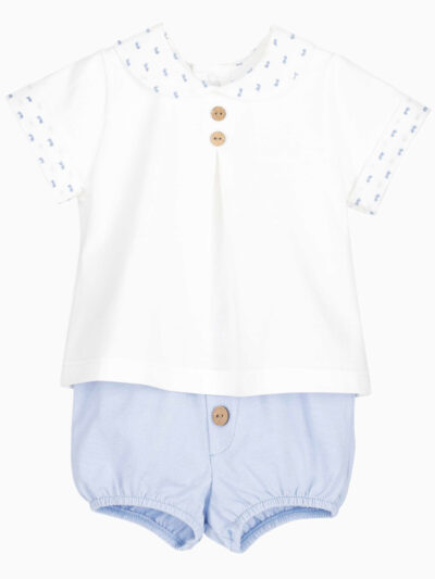 Pyjama bébé garçon léger en coton – Bleu ciel