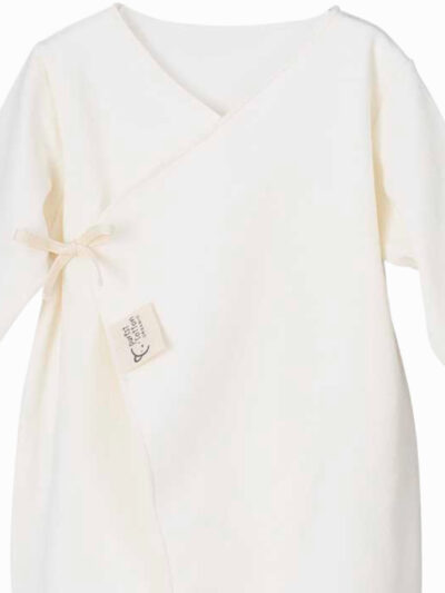 Cross-over Organic Cotton Newborn Sleepsuit – Cream