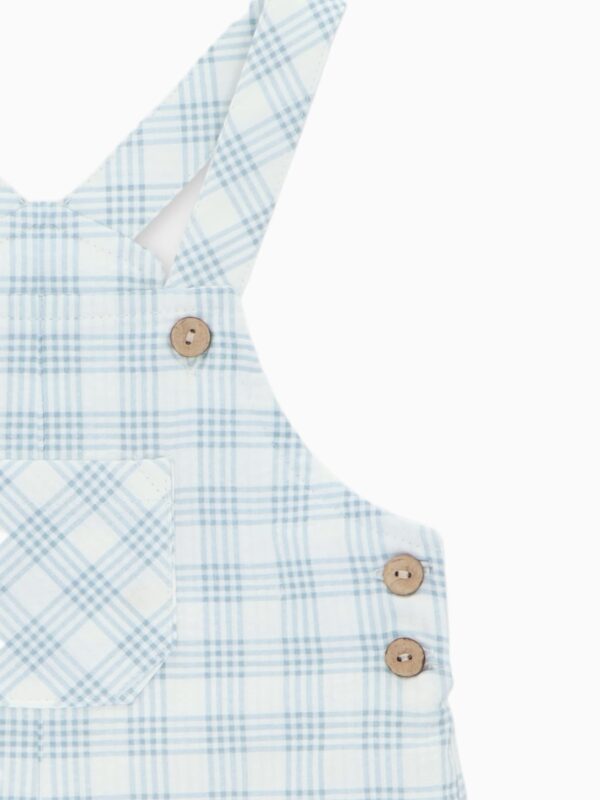 Salopette garçon courte à carreaux – Bleu/blanc