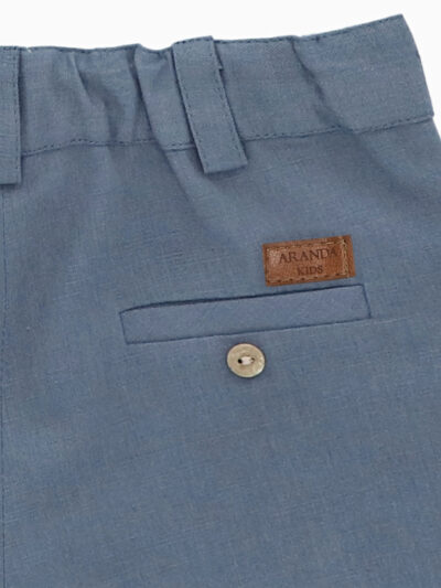Short garçon lin et coton à poches – Bleu