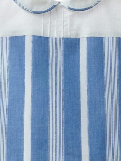 Barboteuse bébé rayée à col rond – Bleu/blanc