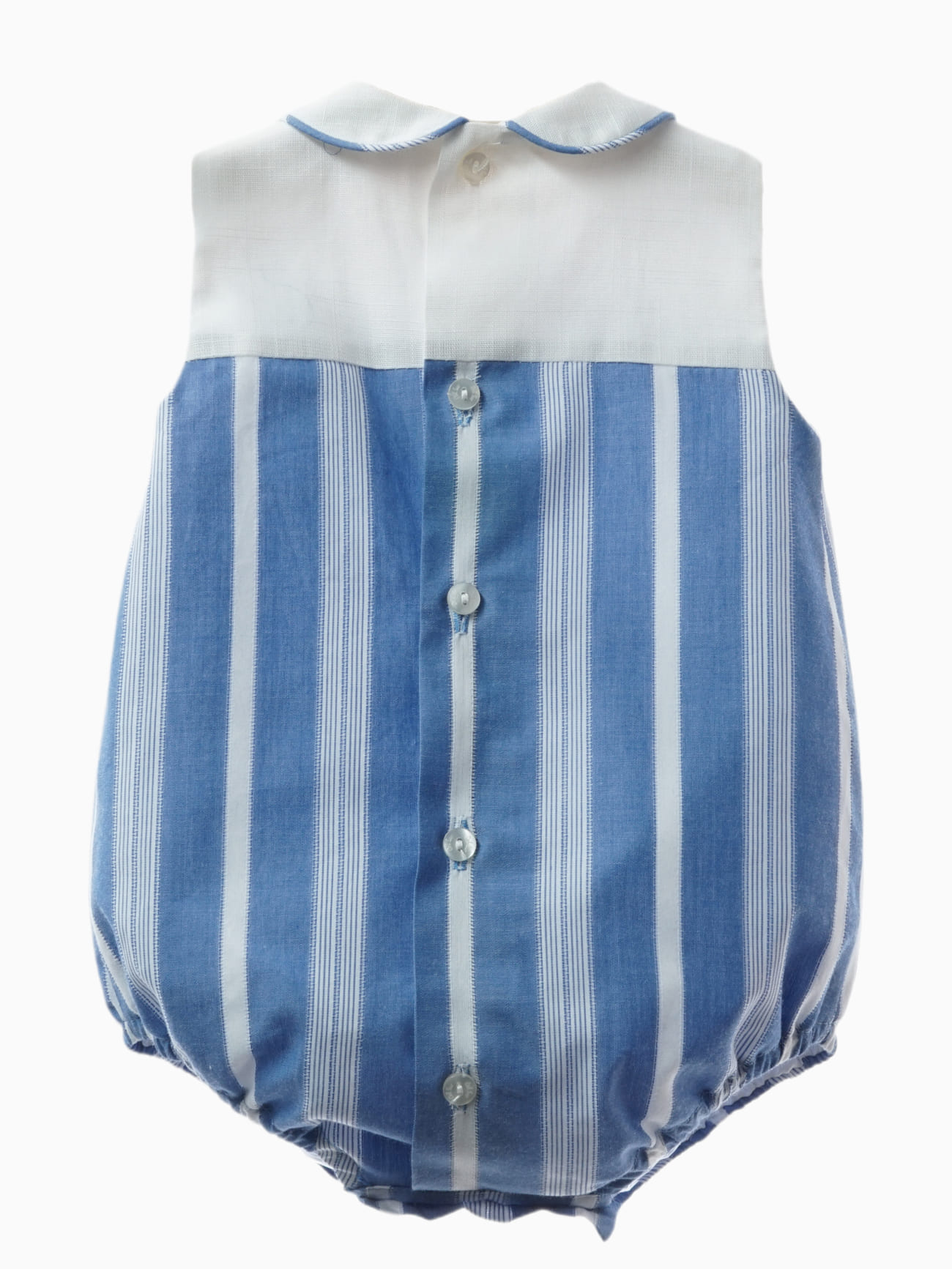 Barboteuse bébé rayée à col rond – Bleu/blanc - Image 3