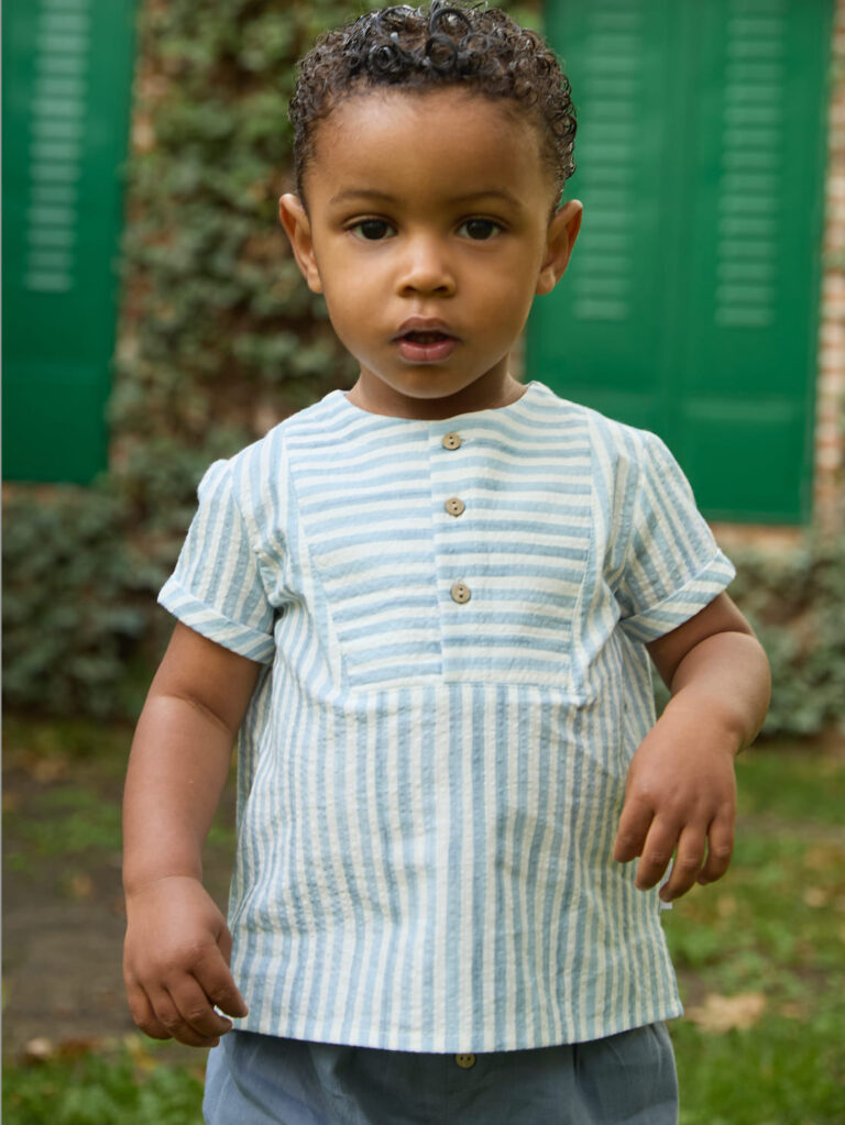 Baby boy striped blouse and bloomer set - Blue