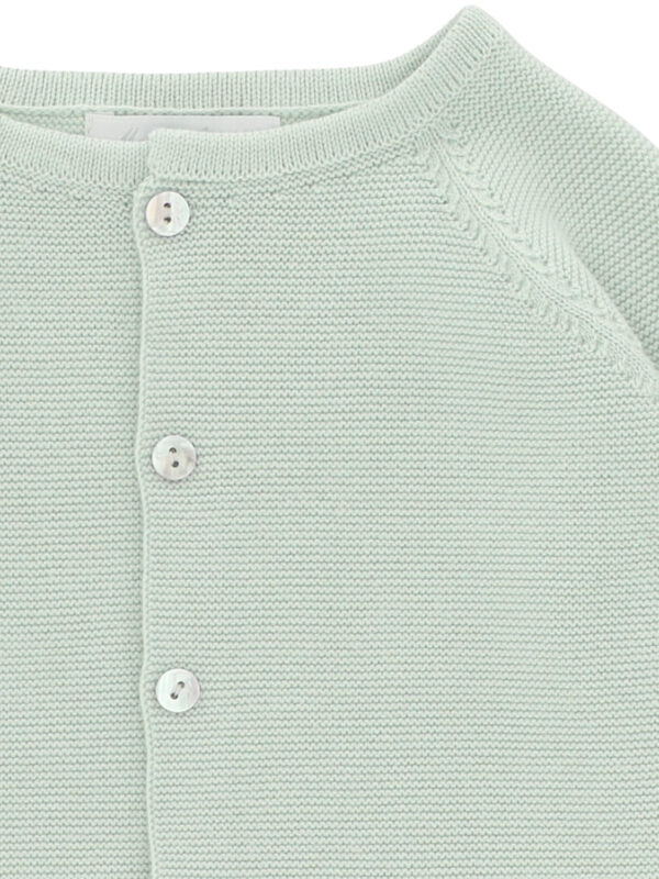 Set naissance bébé cardigan et chaussons en coton – Vert Pâle