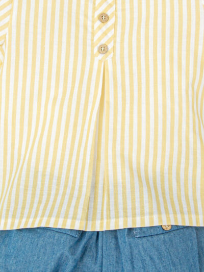 Conjunto bebé niño blusa de rayas y bloomer denim – Amarillo/azul