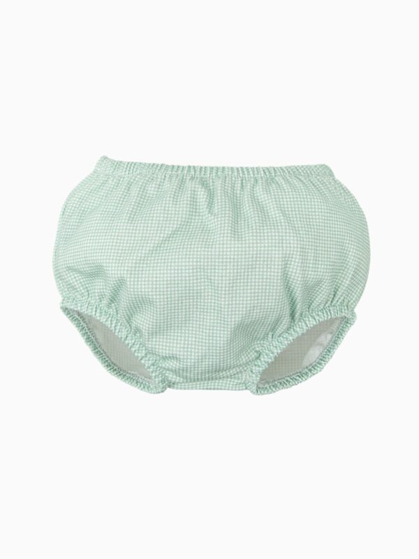 Conjunto de body con cuello de cuadros pequeños y bombacho a juego – Verde/blanco