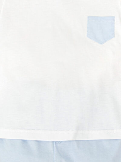 Pyjama petit garçon t-shirt et short – Bleu ciel/blanc