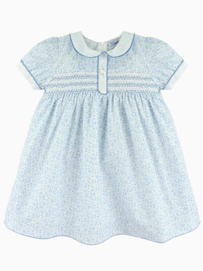 Robe smocks et manches ballon liberty – Bleu